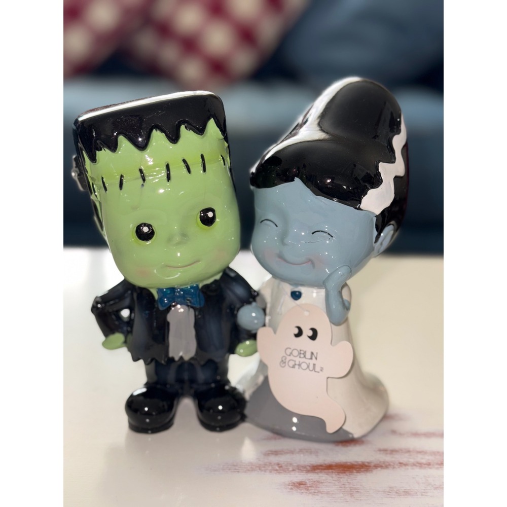 Goblin & Ghoul Frankenstein and Bride Ceramic Figurines Halloween